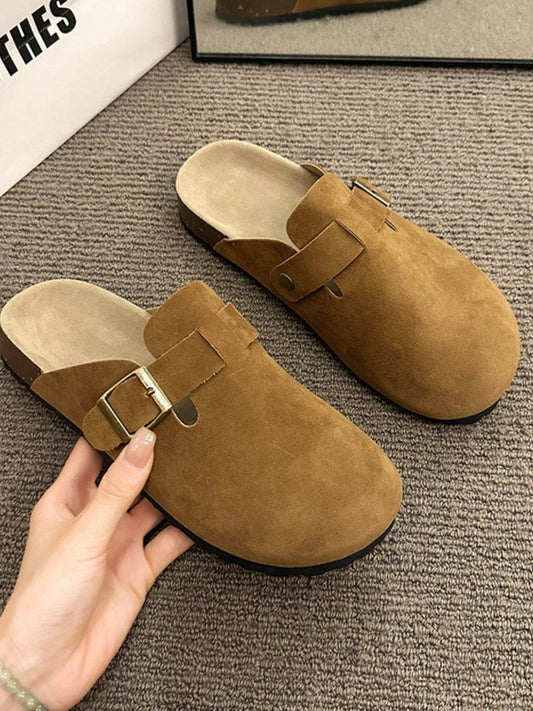 Round Toe Buckle Slip-Ons - Hovatok