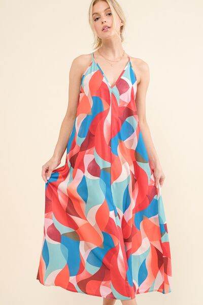 And the Why Printed Crisscross Back Cami Dress - Hovatok