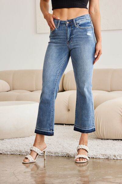 Judy Blue Full Size Release Hem Cropped Bootcut Jeans - Hovatok