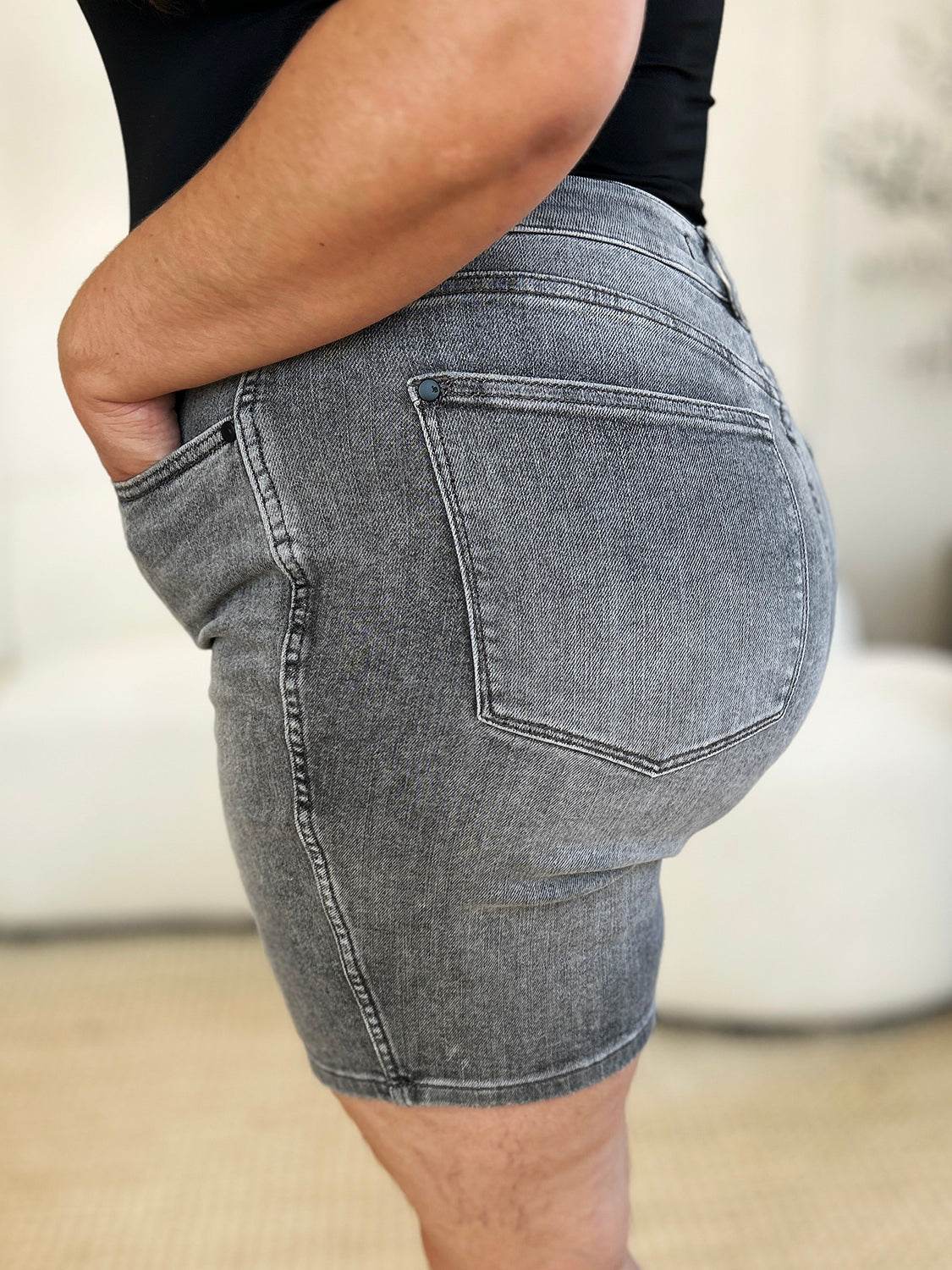 Judy Blue Full Size High Waist Washed Denim Shorts - Hovatok