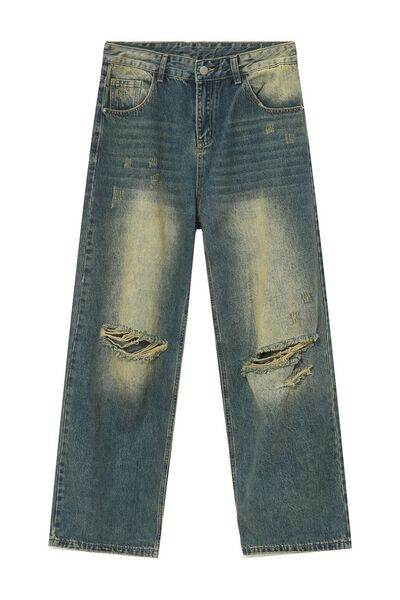 Distressed Wide Leg Jeans - Hovatok