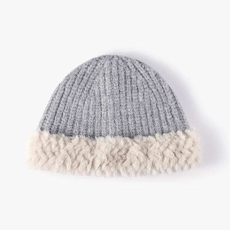 Fuzzy Hem Knit Hat - Hovatok