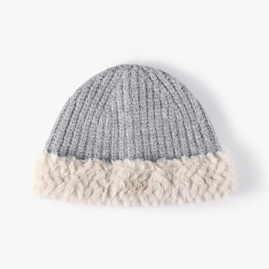 Fuzzy Hem Knit Hat - Hovatok