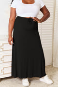 Double Take Full Size Soft Rayon Drawstring Waist Maxi Skirt - Hovatok
