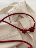 Knotted Strap PU Leather Handbag - Hovatok