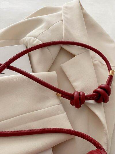 Knotted Strap PU Leather Handbag - Hovatok