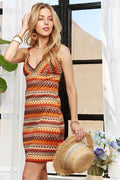 ADORA Contrast Striped V-Neck Mini Dress - Hovatok