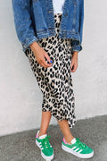 Leopard High Waist Midi Skirt - Hovatok