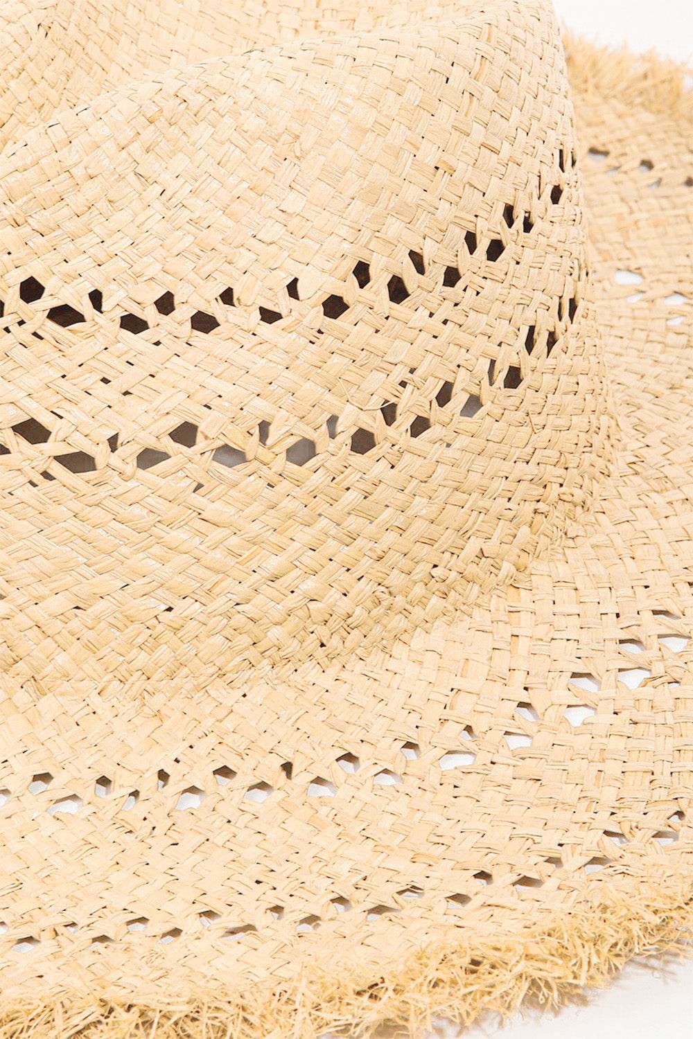 Fame Openwork Raw Hem Weave Hat - Hovatok