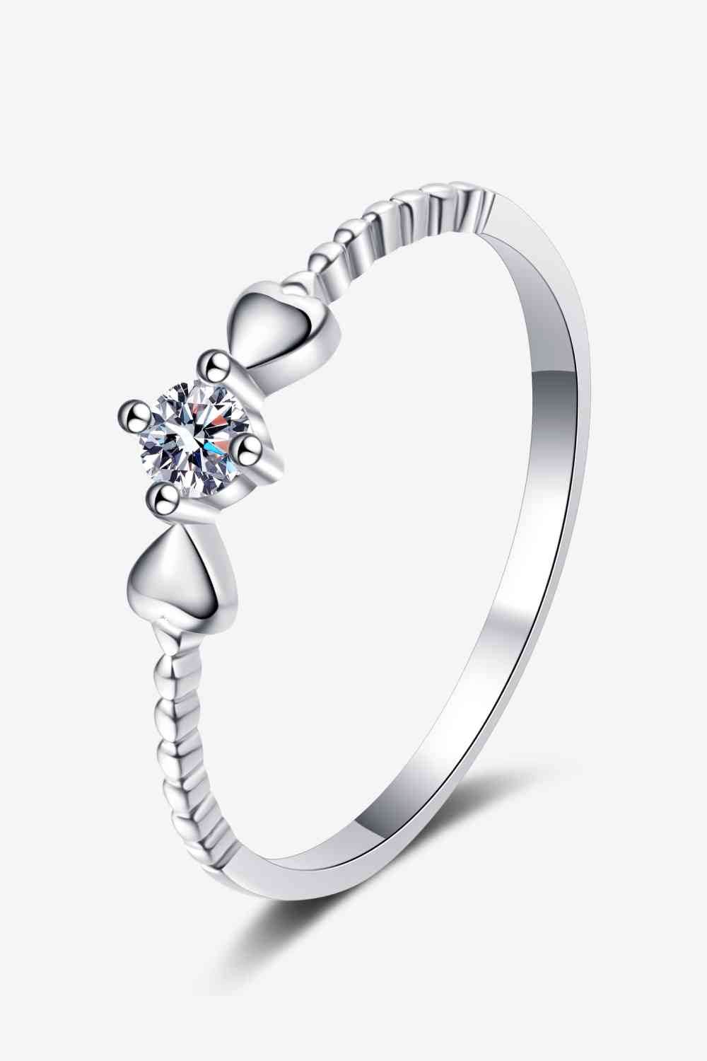 Adored Moissanite Heart 925 Sterling Silver Ring - Hovatok