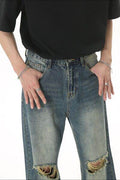 Distressed Wide Leg Men's Jeans - Hovatok