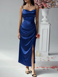 Devine Slit Ruched Maxi Cami Dress - Hovatok