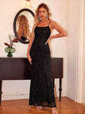 Sequin Square Neck Maxi Cami Dress - Hovatok