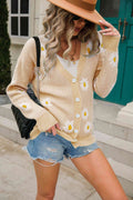 Angel Wings Daisy Pattern Button Front Cardigan - Hovatok