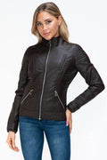 YMI Faux Layered Double-Zipper Jacket with Fuzzy Hood - Hovatok