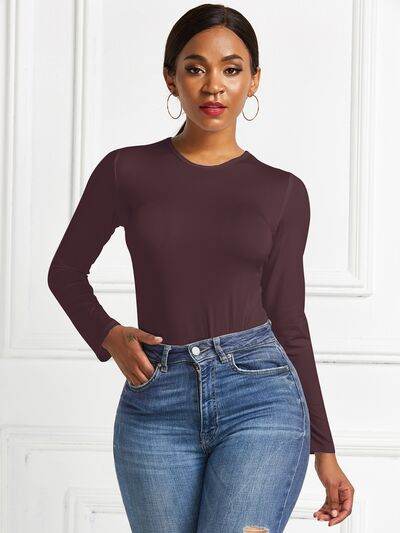 Round Neck Long Sleeve Bodysuit - Hovatok