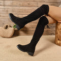 Round Toe Suede Low Heel Boots - Hovatok