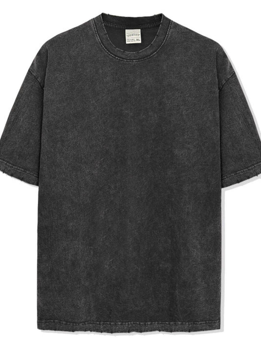 Men's Full Size Round Neck Washed T-Shirt Plus Size - Hovatok
