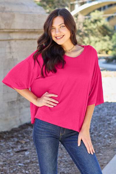 Basic Bae Full Size Round Neck Drop Shoulder T-Shirt - Hovatok