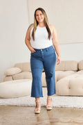 RFM Crop Chloe Full Size Tummy Control High Waist Raw Hem Jeans - Hovatok