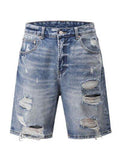 Men's Distressed Denim Bermuda Shorts - Hovatok