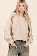 Mittoshop Mineral Wash Raglan Long Sleeve Oversized Top - Hovatok