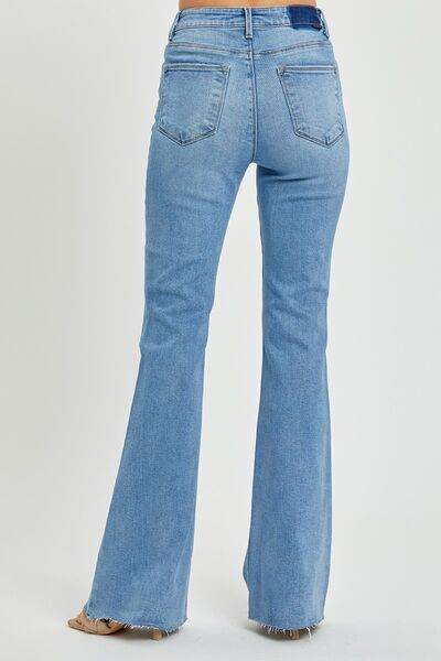RISEN Full Size High Rise Raw Cut Hem Bootcut Jeans - Hovatok