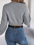 Cable-Knit Round Neck Cropped Sweater - Hovatok