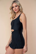 White Birch Full Size Sleeveless Tie Back Performance Knit Swim Dress - Hovatok