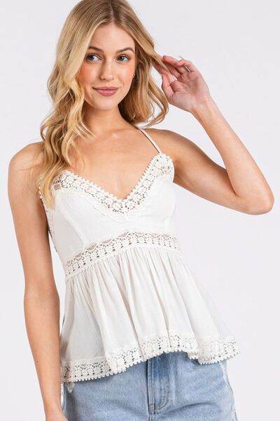 Mittoshop Crisscross Back Lace Detail V-Neck Cami - Hovatok
