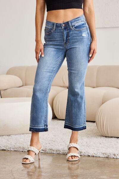 Judy Blue Full Size Release Hem Cropped Bootcut Jeans - Hovatok