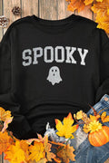SPOOKY Round Neck Long Sleeve Sweatshirt - Hovatok