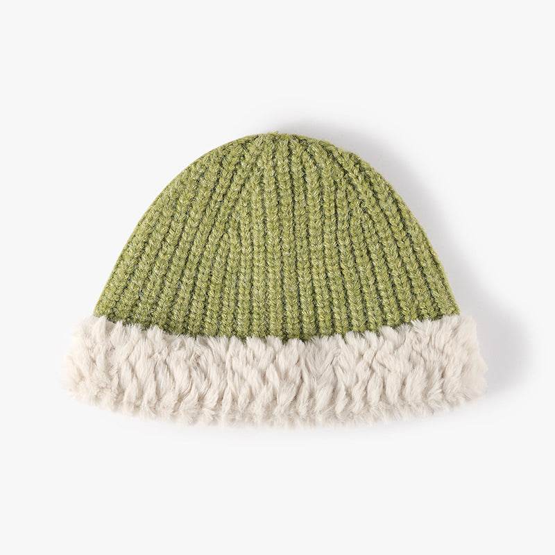 Fuzzy Hem Knit Hat - Hovatok
