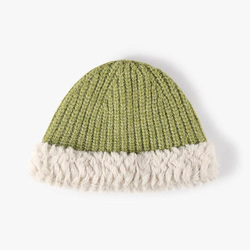 Fuzzy Hem Knit Hat - Hovatok