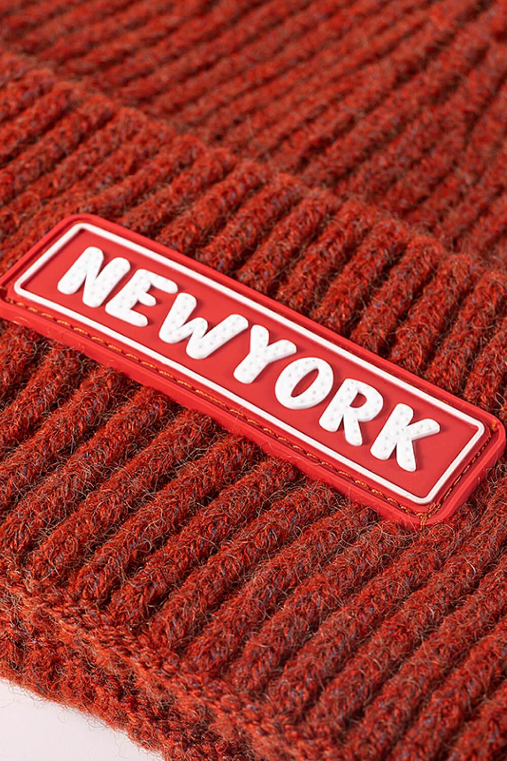 NEWYORK Patch Rib-Knit Cuffed Beanie - Hovatok