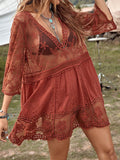 Lace Detail Plunge Cover-Up Dress - Hovatok