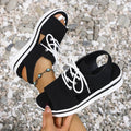 Open-Toe Lace Up Platform Sandals - Hovatok