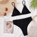 Spaghetti Strap Ribbed Bikini Set - Hovatok