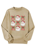 Santa Graphic Round Neck Long Sleeve Sweatshirt - Hovatok