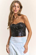 J.NNA Sequin Strapless Bustier Top - Hovatok