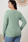 Basic Bae Full Size Ribbed V-Neck Long Sleeve T-Shirt - Hovatok