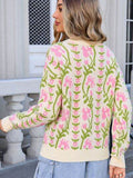 Angel Wings Flower Round Neck Long Sleeve Sweater - Hovatok