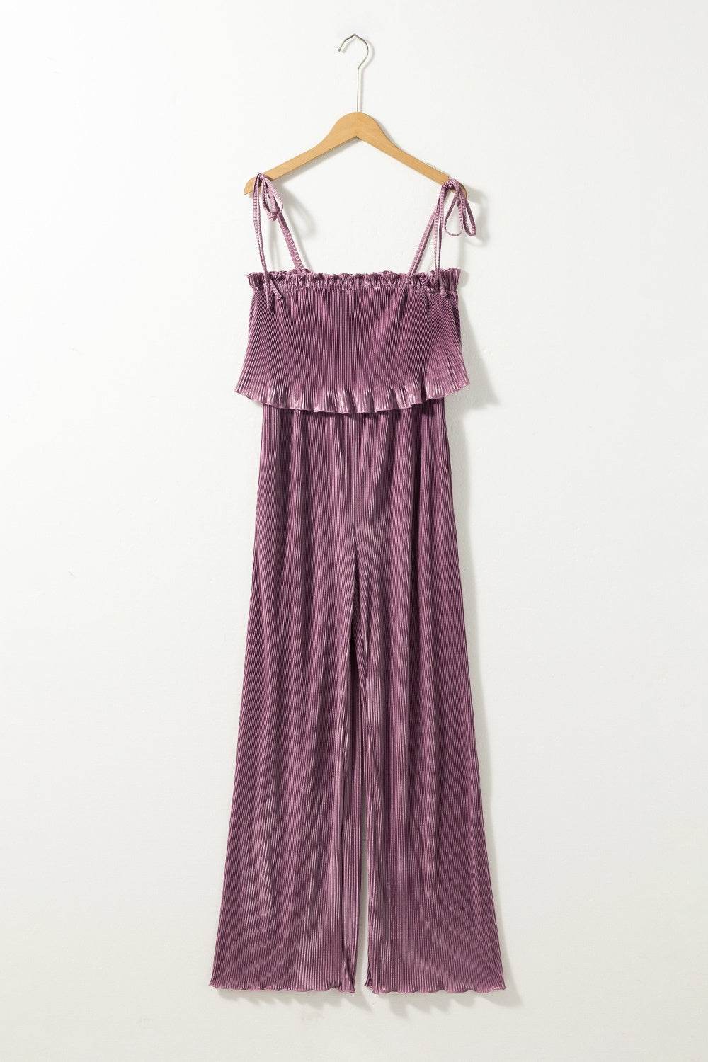Square Neck Spaghetti Strap Jumpsuit - Hovatok