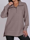 ฺHigh-Low Quarter Zip Long Sleeve Sweatshirt - Hovatok