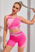 Color Block Sports Bra and Shorts Set - Hovatok
