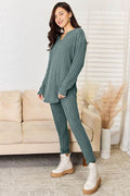 Basic Bae Full Size Notched Long Sleeve Top and Pants Set - Hovatok