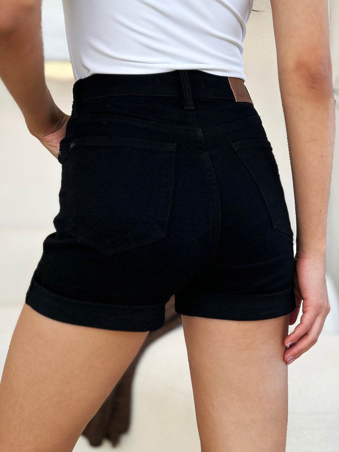Judy Blue Full Size High Waist Tummy Control Cuffed Denim Shorts - Hovatok