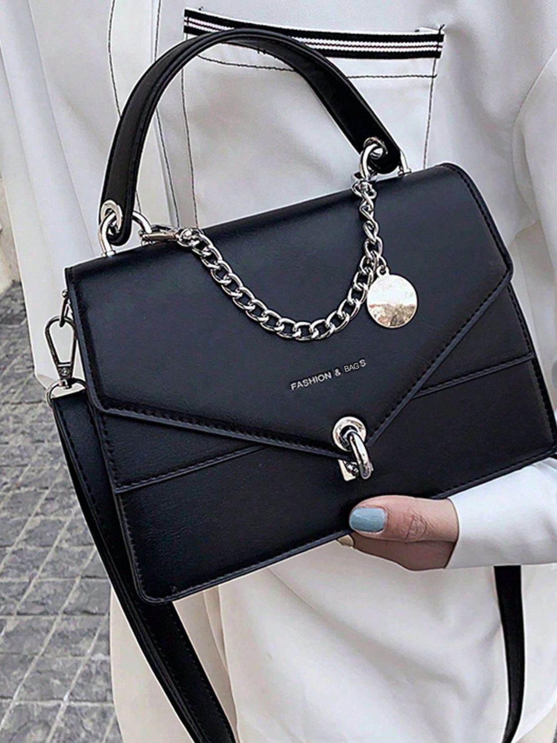 Chain PU Leather Detachable Shoulder Strap Handbag - Hovatok
