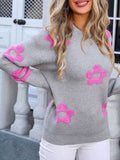 Angel Wings Flower Round Neck Long Sleeve Sweater - Hovatok