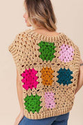 BiBi Granny Square Openwork Sweater Vest - Hovatok